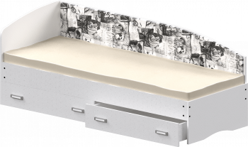 Кровать Софа-9 с мягкой спинкой с рисунком Милана (900х1900) Белый в Канске - kansk.mebel54.com | фото
