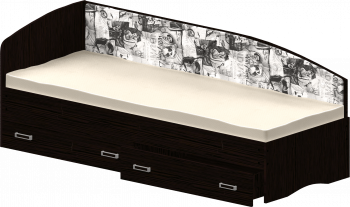 Кровать Софа-9 с мягкой спинкой с рисунком Милана (900х1900) Венге в Канске - kansk.mebel54.com | фото