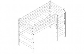 Кровать Соня вариант 5 полувысокая с прямой лестницей белый полупрозрачный в Канске - kansk.mebel54.com | фото