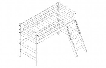 Кровать Соня вариант 6 полувысокая с наклонной лестницей Белый полупрозрачный в Канске - kansk.mebel54.com | фото