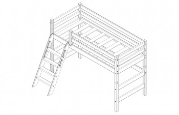 Кровать Соня вариант 6 полувысокая с наклонной лестницей Белый полупрозрачный в Канске - kansk.mebel54.com | фото