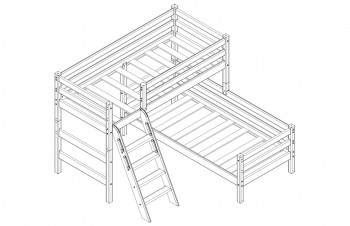 Кровать Соня вариант 8 угловая с наклонной лестницей Белый полупрозрачный в Канске - kansk.mebel54.com | фото