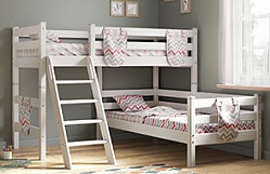 Кровать Соня вариант 8 угловая с наклонной лестницей Белый полупрозрачный в Канске - kansk.mebel54.com | фото