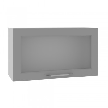 Квадро ВПГС 800 шкаф верхний горизонтальный со стеклом высокий (Ваниль кожа/корпус Серый) в Канске - kansk.mebel54.com | фото