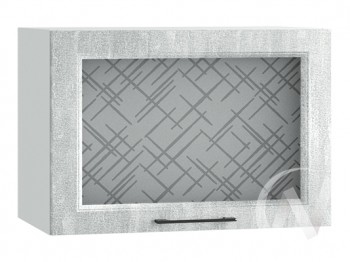 Либерти Шкаф верхний горизонтальный со стеклом ШВГС 609 (Холст грей/корпус белый) в Канске - kansk.mebel54.com | фото