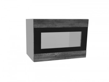 Лофт ПГСФ 500 шкаф верхний горизонтальный со стеклом и фотопечатью (Дуб бурый/корпус Серый) в Канске - kansk.mebel54.com | фото