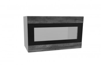 Лофт ПГСФ 600 шкаф верхний горизонтальный со стеклом и фотопечатью (Дуб бурый/корпус Серый) в Канске - kansk.mebel54.com | фото