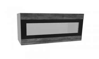 Лофт ПГСФ 800 шкаф верхний горизонтальный со стеклом и фотопечатью (Дуб бурый/корпус Серый) в Канске - kansk.mebel54.com | фото