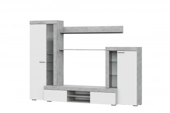 Мебель для гостиной МГС 5 Цемент светлый / Белый в Канске - kansk.mebel54.com | фото