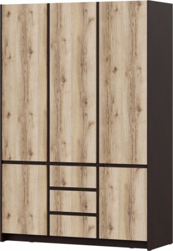 Модульная система "Прага" Шкаф для одежды трехстворчатый Дуб Венге/Дуб Делано в Канске - kansk.mebel54.com | фото