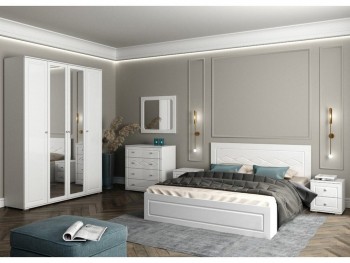 Модульная спальня Барселона (Белый/Белый глянец) в Канске - kansk.mebel54.com | фото