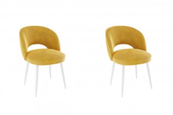 Набор стульев Моли 2 шт (жёлтый велюр/белый) в Канске - kansk.mebel54.com | фото