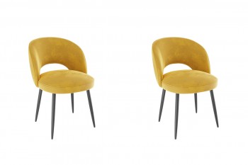Набор стульев Моли 2 шт (жёлтый велюр/черный) в Канске - kansk.mebel54.com | фото