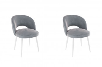Набор стульев Моли 2 шт (серый велюр/белый) в Канске - kansk.mebel54.com | фото