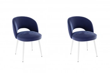 Набор стульев Моли 2 шт (синий велюр/белый) в Канске - kansk.mebel54.com | фото