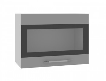 Норд ШВГС 600 Шкаф верхний горизонтальный со стеклом (Софт черный/корпус Белый) в Канске - kansk.mebel54.com | фото