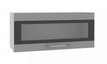 Норд ШВГС 800 Шкаф верхний горизонтальный со стеклом (Софт черный/корпус Белый) в Канске - kansk.mebel54.com | фото