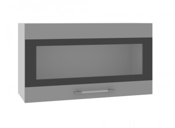 Олива ВПГСФ 800 Шкаф верхний горизонтальный со стеклом с фотопечатью высокий (Снег глянец/корпус Серый) в Канске - kansk.mebel54.com | фото