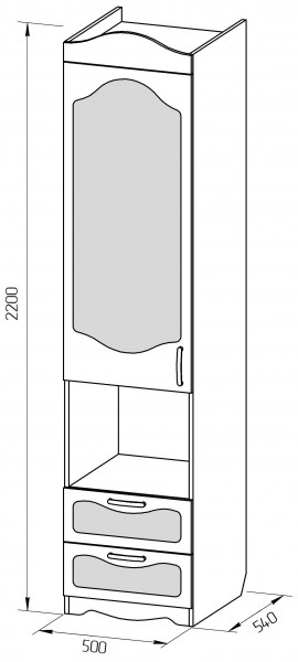 Пенал с ящиками серии Иллюзия 33 Сиреневый в Канске - kansk.mebel54.com | фото