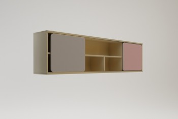 Полка между шкафами 1660 Грэйси (Розовый/Серый/корпус Клен) в Канске - kansk.mebel54.com | фото