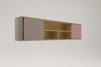 Полка между шкафами 1960 Грэйси (Розовый/Серый/корпус Клен) в Канске - kansk.mebel54.com | фото