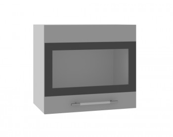 Ройс ВПГСФ 500 Шкаф верхний горизонтальный со стеклом с фотопечатью высокий (Белый софт/корпус Серый) в Канске - kansk.mebel54.com | фото