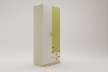 Шкаф 2-х створчатый с ящиками Эппл (Зеленый/Белый/корпус Клен) в Канске - kansk.mebel54.com | фото