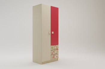 Шкаф 2-х створчатый с ящиками Ретвит (Бежевый/Красный/корпус Клен) в Канске - kansk.mebel54.com | фото