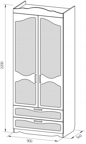Шкаф 2-х створчатый с ящиками серии Иллюзия 31 Светло-сиреневый в Канске - kansk.mebel54.com | фото
