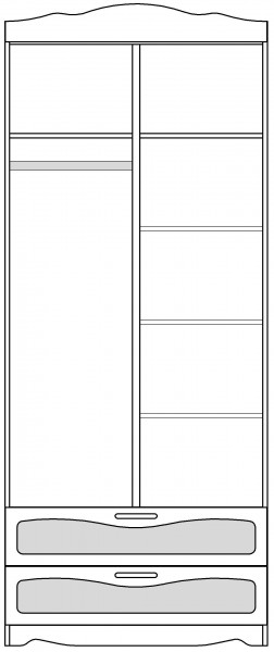 Шкаф 2-х створчатый с ящиками серии Иллюзия 99 Серый в Канске - kansk.mebel54.com | фото