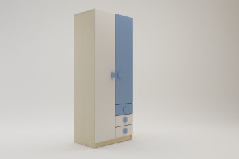 Шкаф 2-х створчатый с ящиками Скай (Синий/Белый/корпус Клен) в Канске - kansk.mebel54.com | фото