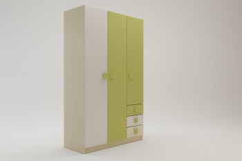 Шкаф 3-х створчатый с ящиками Эппл (Зеленый/Белый/корпус Клен) в Канске - kansk.mebel54.com | фото
