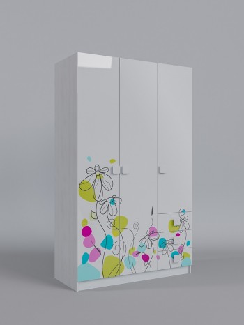 Шкаф 3-х створчатый с ящиками Флёр (Белый/корпус Выбеленное дерево) в Канске - kansk.mebel54.com | фото