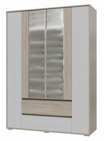 Шкаф 4-х дверный с ящиками Мальта 1600 Дуб сонома/Рамух белый в Канске - kansk.mebel54.com | фото