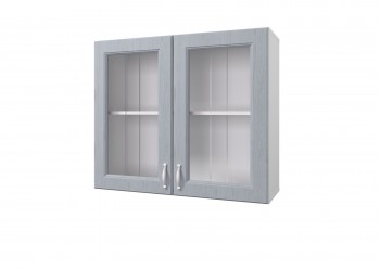 Шкаф 80 с 2-мя витринами Принцесса (Серый/корпус Белый) в Канске - kansk.mebel54.com | фото