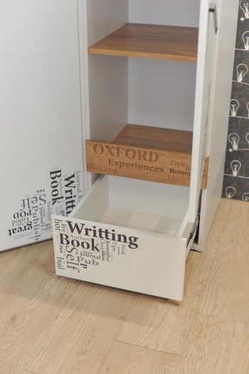Шкаф для белья «Оксфорд» (Ривьера/Белый с рисунком) в Канске - kansk.mebel54.com | фото