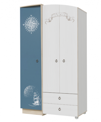 Шкаф для одежды Бриз 1200 Дуб ривьера/ Рамух белый/синий в Канске - kansk.mebel54.com | фото