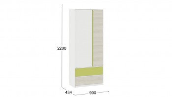 Шкаф для одежды комбинированный «Сканди» Дуб Гарден/Белый/Зеленый в Канске - kansk.mebel54.com | фото