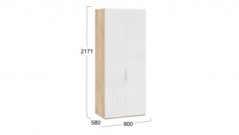 Шкаф для одежды с 2 глухими дверями «Эмбер» Яблоня Беллуно/Белый глянец в Канске - kansk.mebel54.com | фото