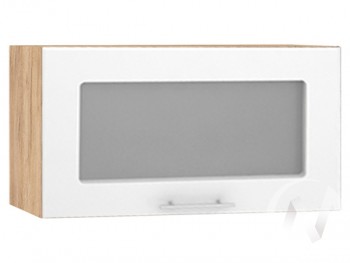 Шкаф со стеклом Валерия-М ШВГС-600 (Белый глянец/Дуб Крафт Золотой/верхний/горизонтальный) в Канске - kansk.mebel54.com | фото