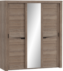 Шкаф трехдверный Соренто с раздвижными дверями Дуб стирлинг/Кофе структурный матовый в Канске - kansk.mebel54.com | фото