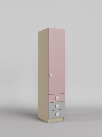 Шкаф угловой (секция с ящиками) Грэйси (Розовый/Серый/корпус Клен) в Канске - kansk.mebel54.com | фото