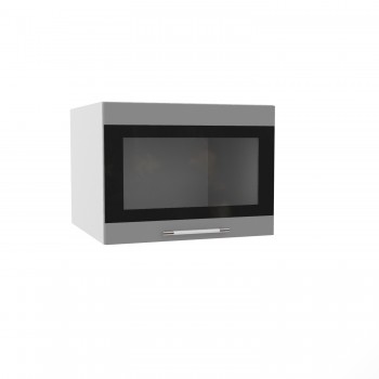 Шкаф верхний Ройс ГВПГСФ 600 (Белый софт/Серый/горизонт) в Канске - kansk.mebel54.com | фото