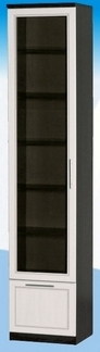 Шкаф высокий с ящиком и стеклодверью ДЛЯ ГОСТИНОЙ ШВЯС-450 Венге/Дуб выбеленный в Канске - kansk.mebel54.com | фото