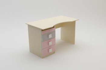 Стол (столешница с выемкой) Грэйси (Розовый/Серый/корпус Клен) в Канске - kansk.mebel54.com | фото