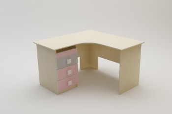 Стол угловой Грэйси (Розовый/Серый/корпус Клен) в Канске - kansk.mebel54.com | фото
