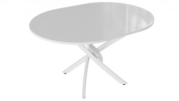 Стол обеденный «Diamond» Тип 3 (Белый муар/Белый глянец) в Канске - kansk.mebel54.com | фото