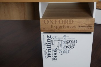 Стол с ящиками «Оксфорд» (Ривьера/Белый с рисунком) в Канске - kansk.mebel54.com | фото